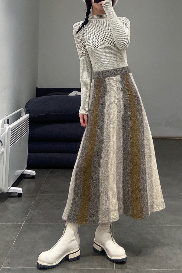 SWAYING/KNIT thick striped half skirt (with petticoat) SW212XZ09 color PS34